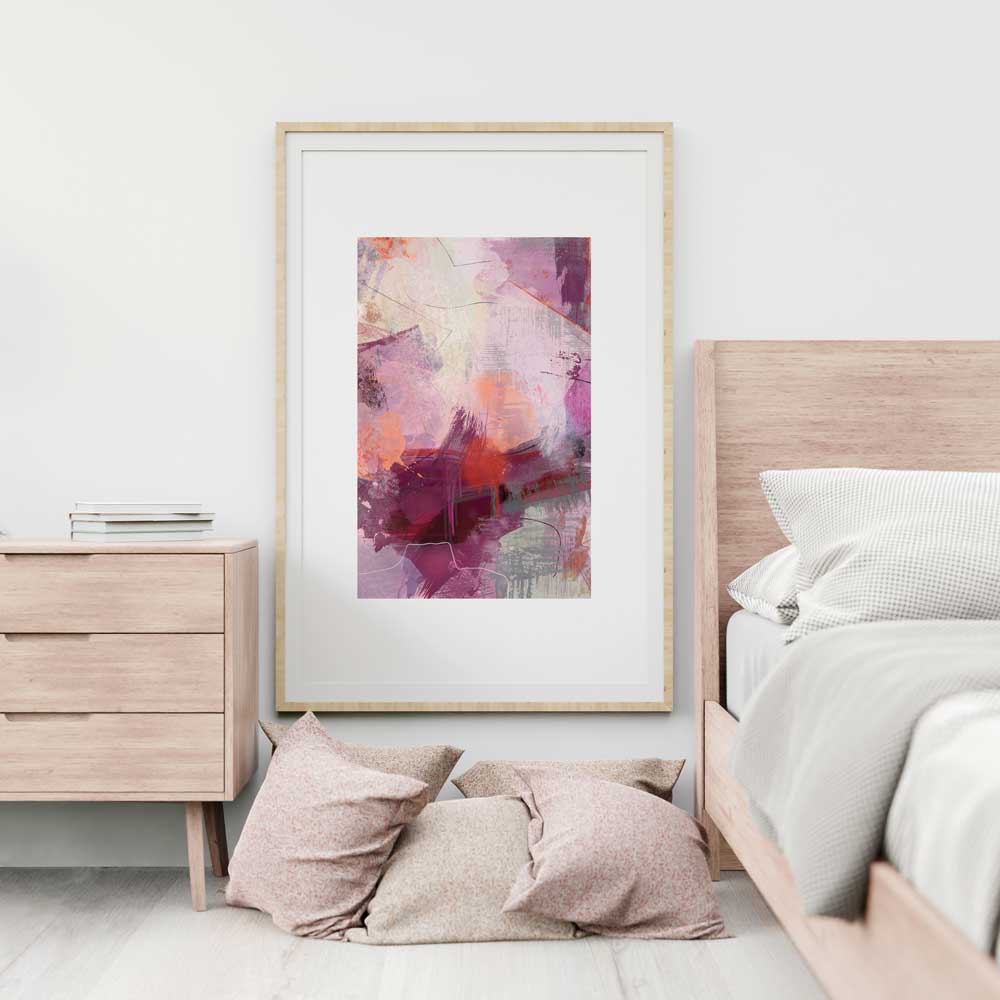 Pink abstract fine art print - Comfort of Home by Jayne Leighton Herd. Ideal artwork for bedrooms.