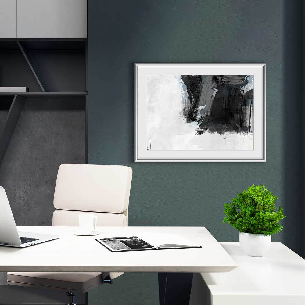 Black & white abstract fine art print - Contemplation by Jayne Leighton Herd. Monochrome artwork ideal for contemporary offices.