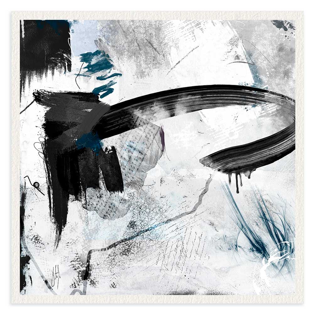 Memories of a Song square black & white monochrome abstract fine art print by Jayne Leighton Herd.