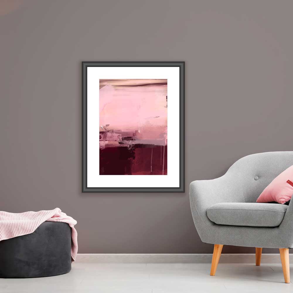 Deep red & pink abstract art - Morning Red fine art print by Jayne Leighton Herd. Artwork for living rooms and offices.