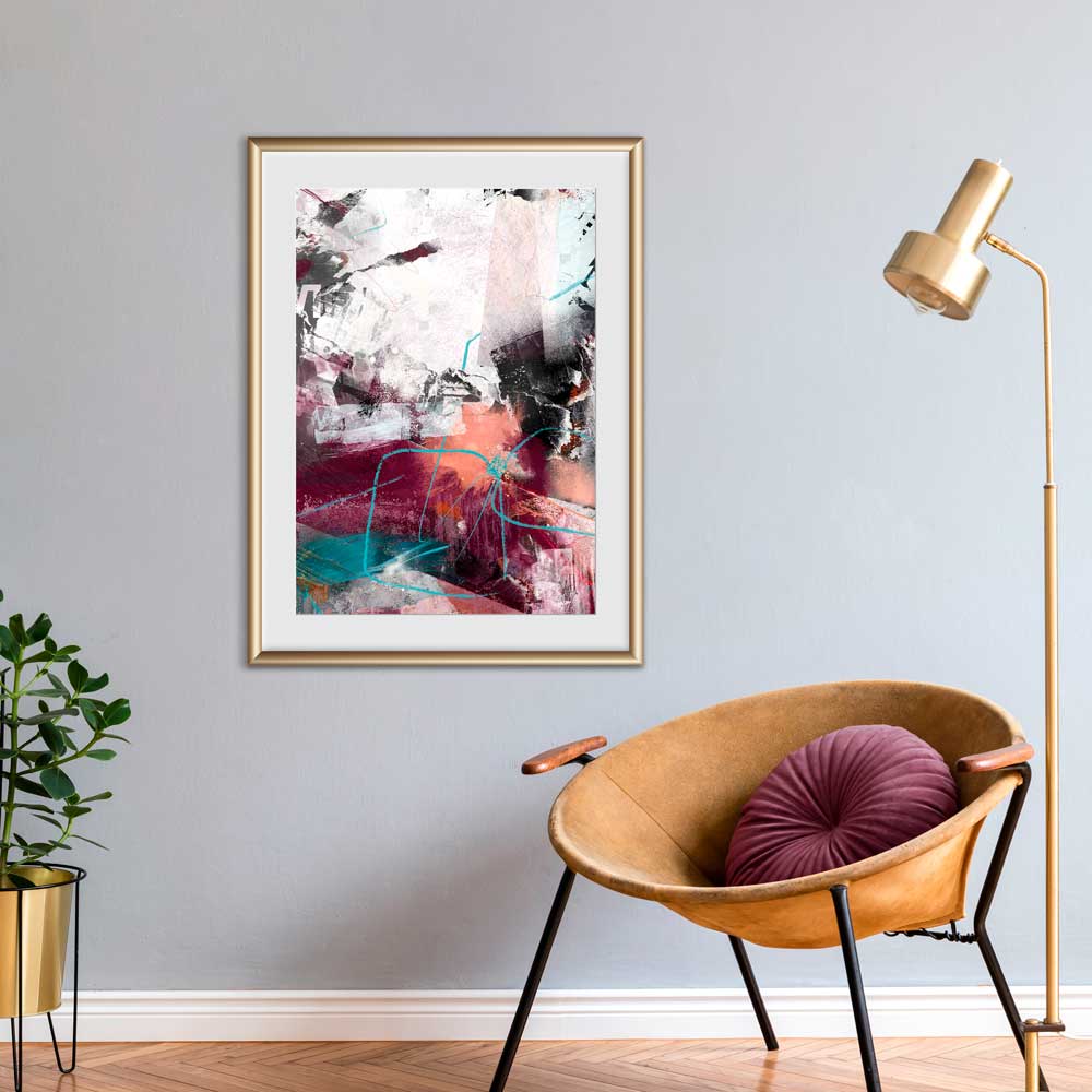 Seize the Day fine art print by Jayne Leighton Herd. Burgundy red & black abstract artwork. Beautiful art for homes and offices.