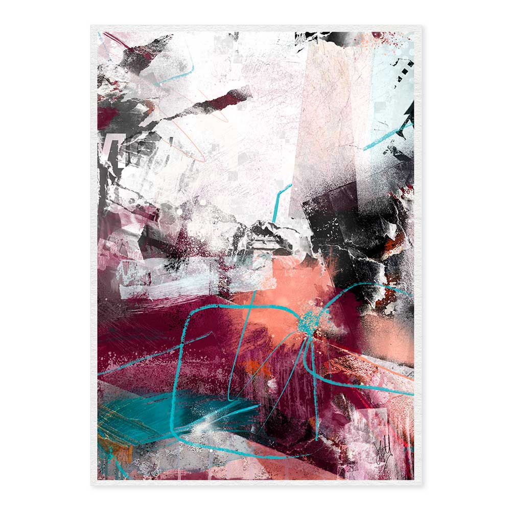 Contemporary burgundy red & black abstract fine art print - Seize the Day by Jayne Leighton Herd
