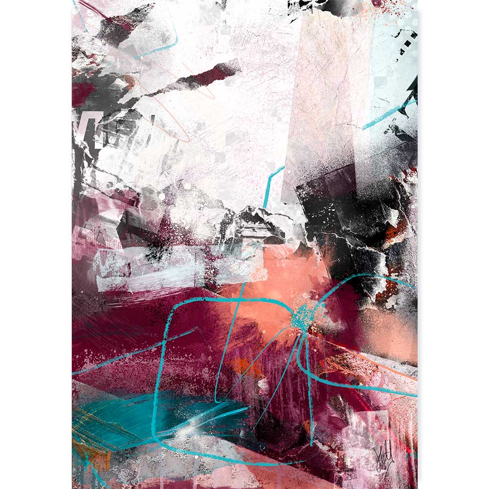 Contemporary burgundy red & black abstract painting - Seize the Day by Jayne Leighton Herd