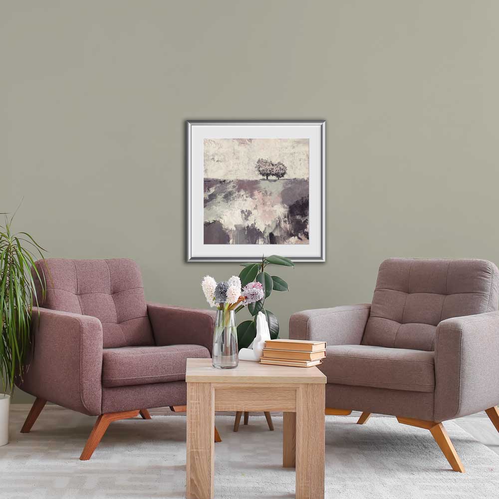 square lilac & purple semi-abstract tree landscape limited edition print - Softly Softly III by Jayne Leighton Herd. Perfect art for living rooms and offices.