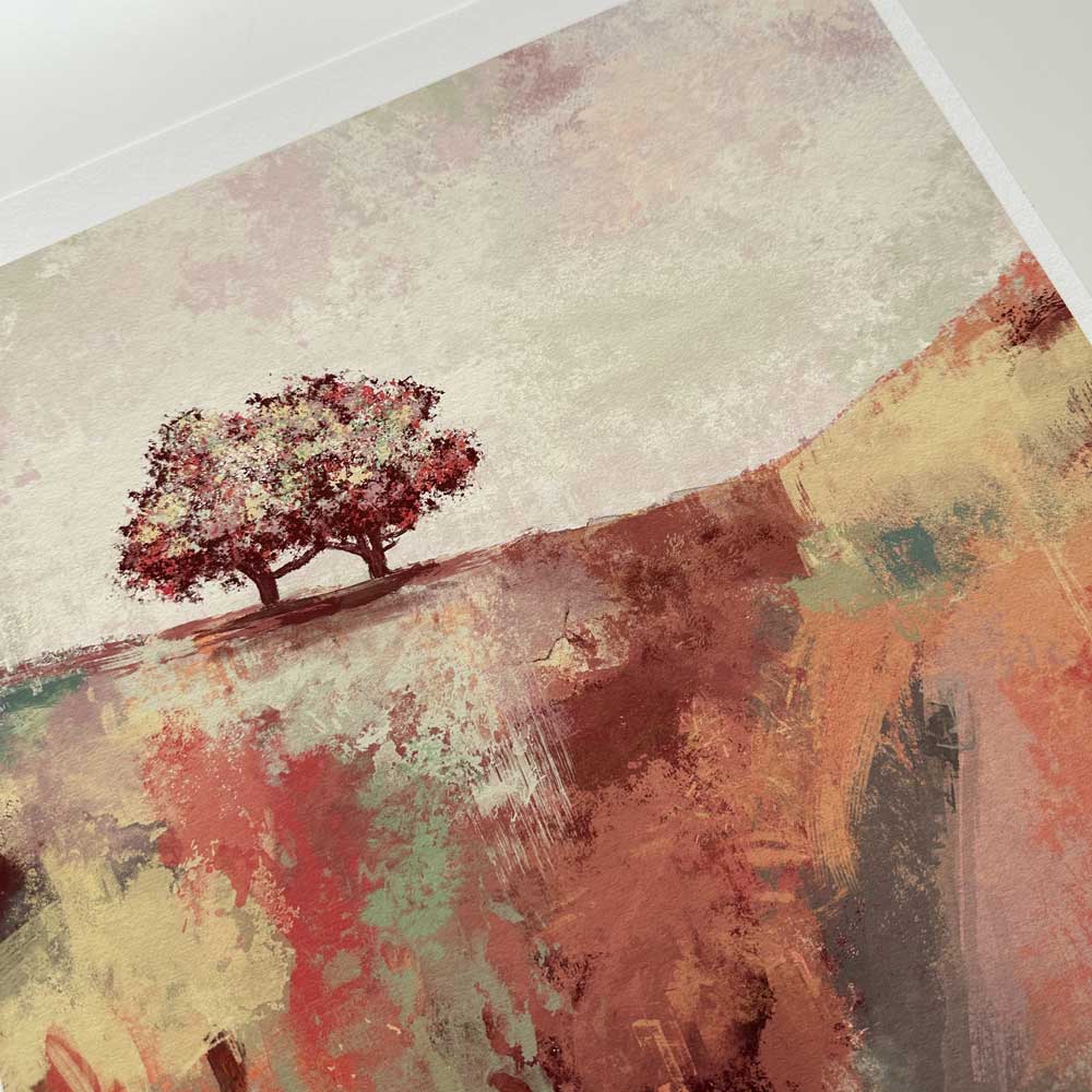 Spring Dance I - orange square semi-abstract landscape fine art print by Jayne Leighton Herd.