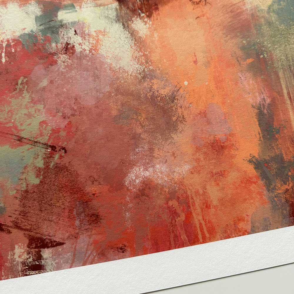Spring Dance II - orange square semi-abstract landscape fine art print by Jayne Leighton Herd.