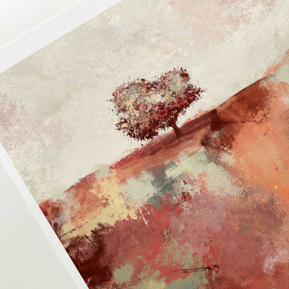 Spring Dance II - orange square semi-abstract landscape fine art print by Jayne Leighton Herd.