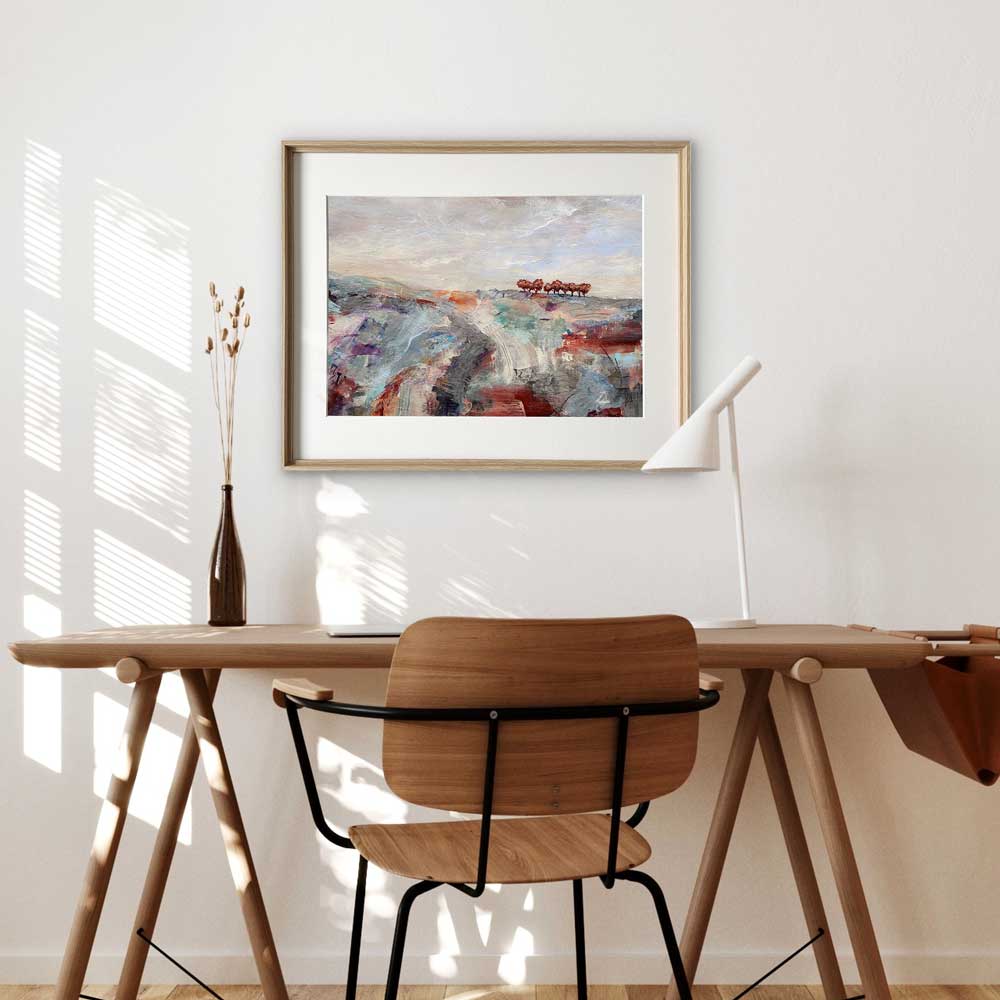 Original semi-abstract landscape painting - The Longing Land by Jayne Leighton Herd