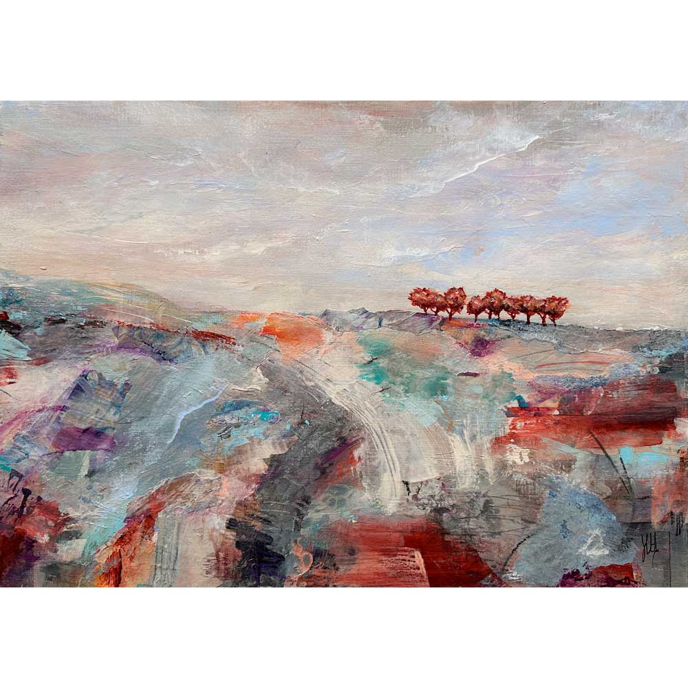 Original semi-abstract landscape painting - The Longing Land by Jayne Leighton Herd