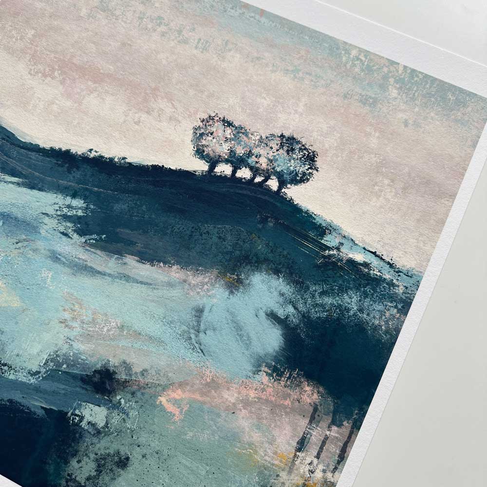 Square green & teal semi-abstract landscape fine art print - Thriving In Solitude II by Jayne Leighton Herd