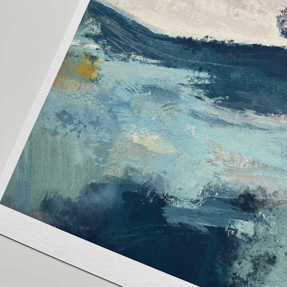 Square green & teal semi-abstract landscape fine art print - Thriving In Solitude II by Jayne Leighton Herd