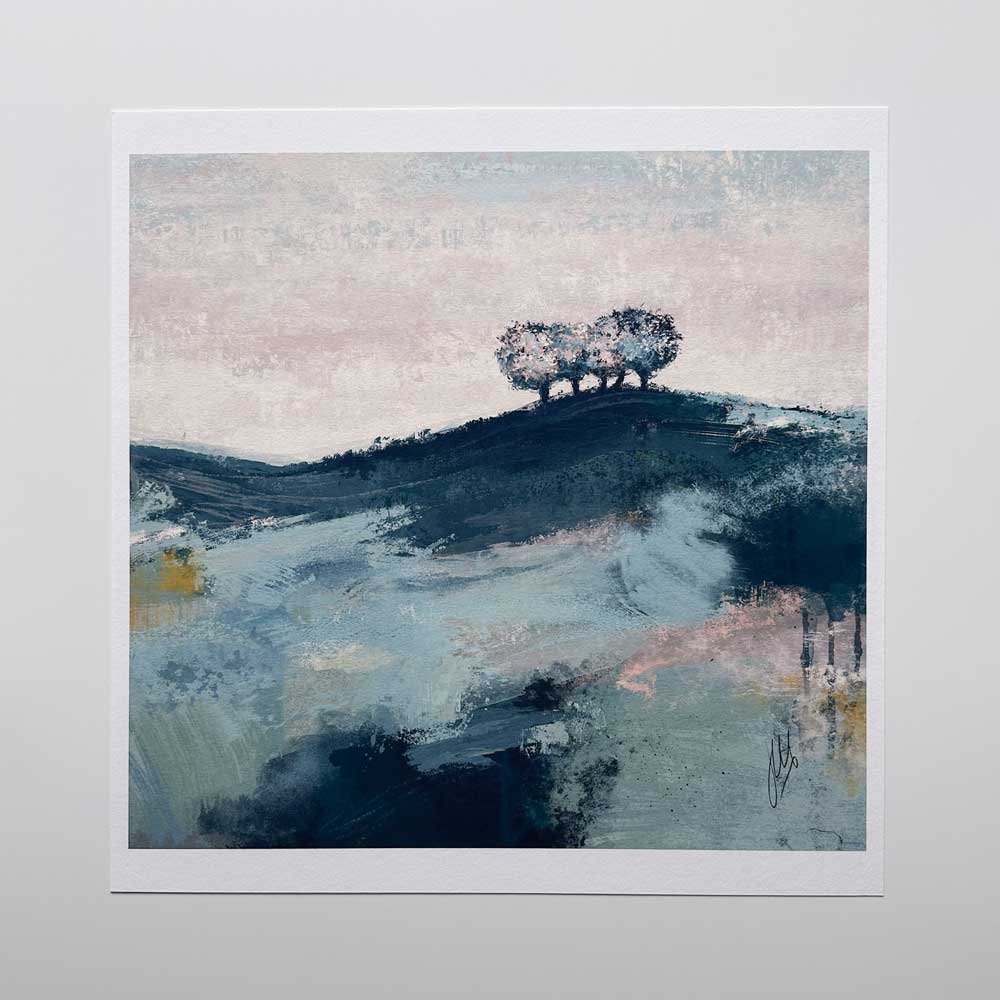 Square green & teal semi-abstract landscape fine art print - Thriving In Solitude II by Jayne Leighton Herd