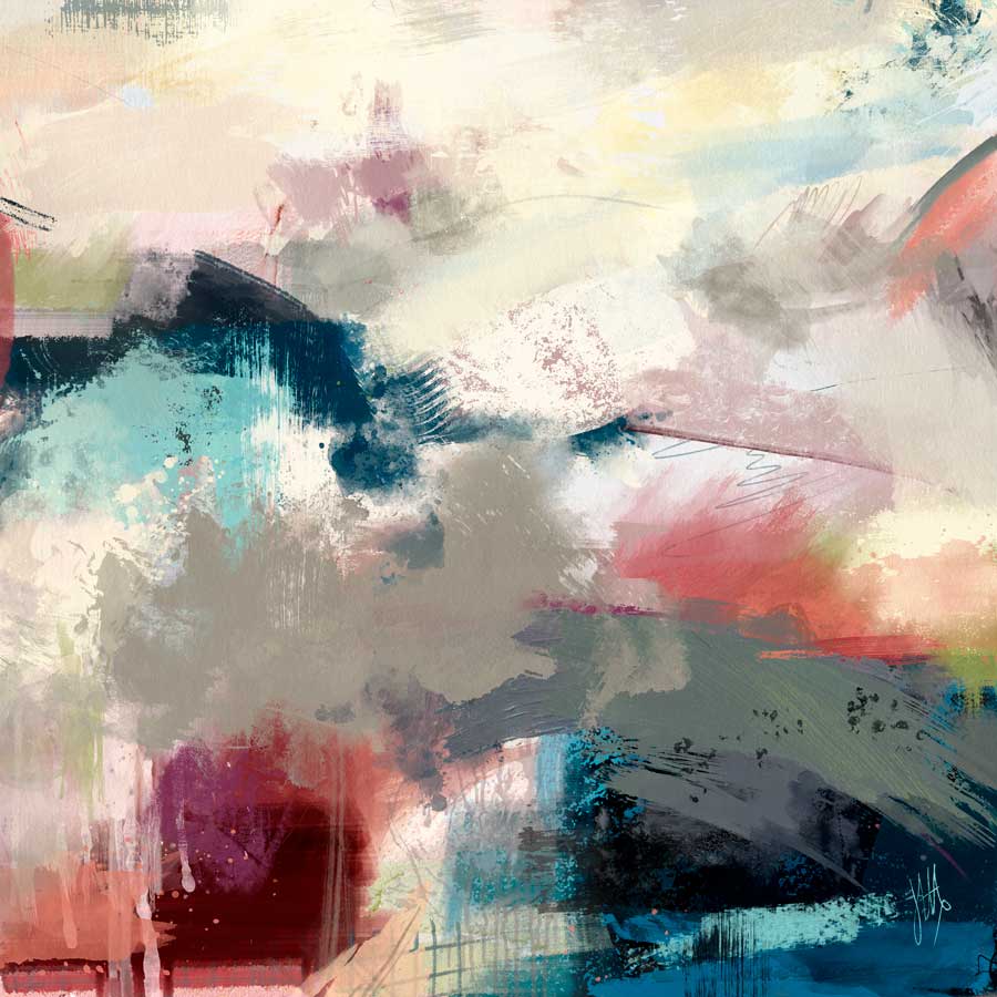 Square multicoloured abstract fine art print - Time to Breathe by Jayne Leighton Herd