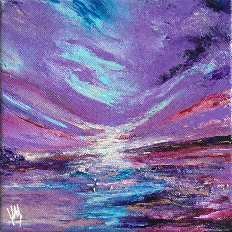Alba VII small, square Scottish seascape painting on canvas