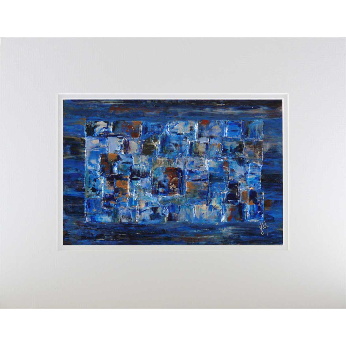'Blue Isle' mounted original painting on canvas board