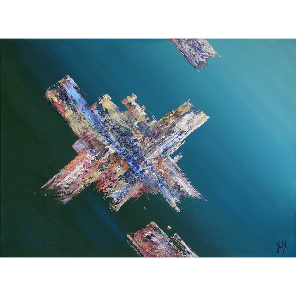 'Coming Home' metallic abstract painting on canvas