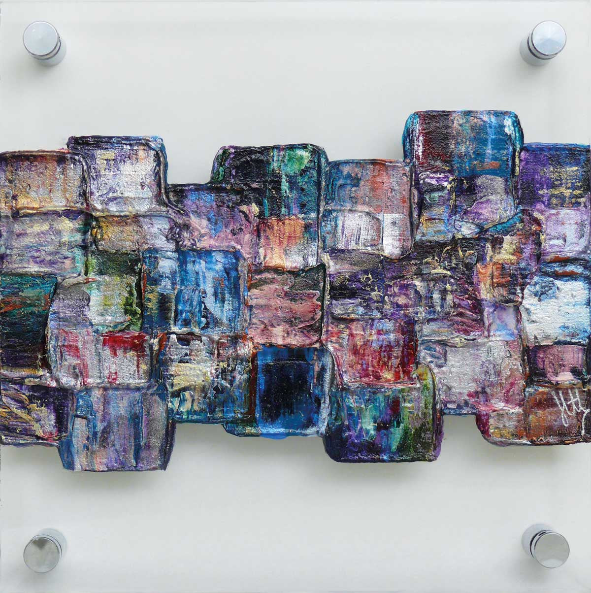 'Interwoven XIV' abstract painting on clear perspex