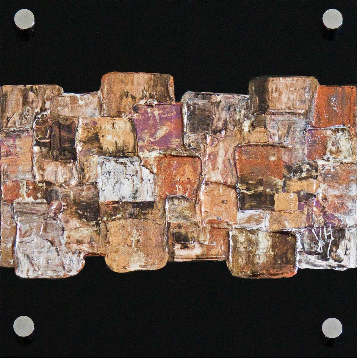 'Interwoven Bronze' painting on black perspex