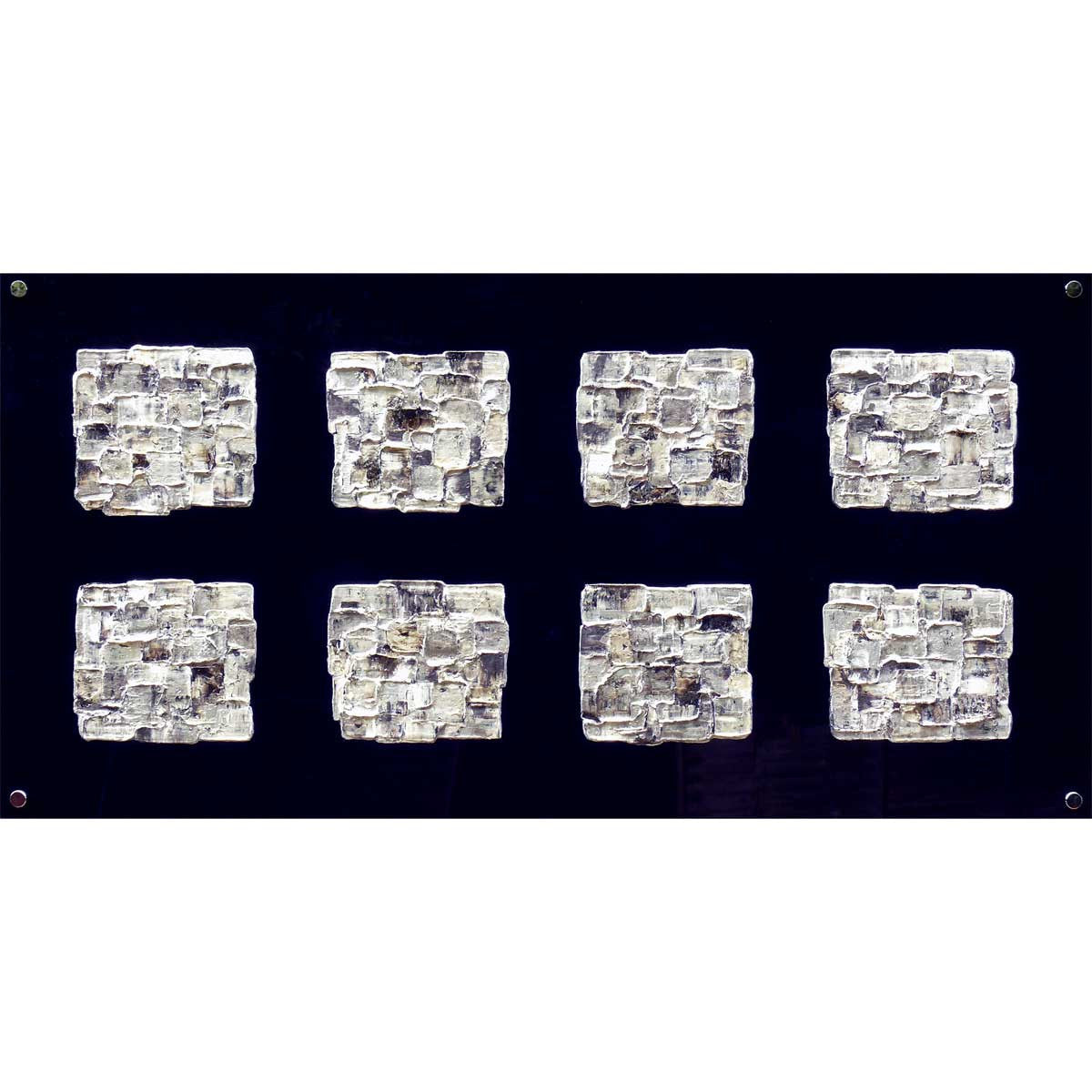 'Interwoven Carrés II' painting on black plexiglass