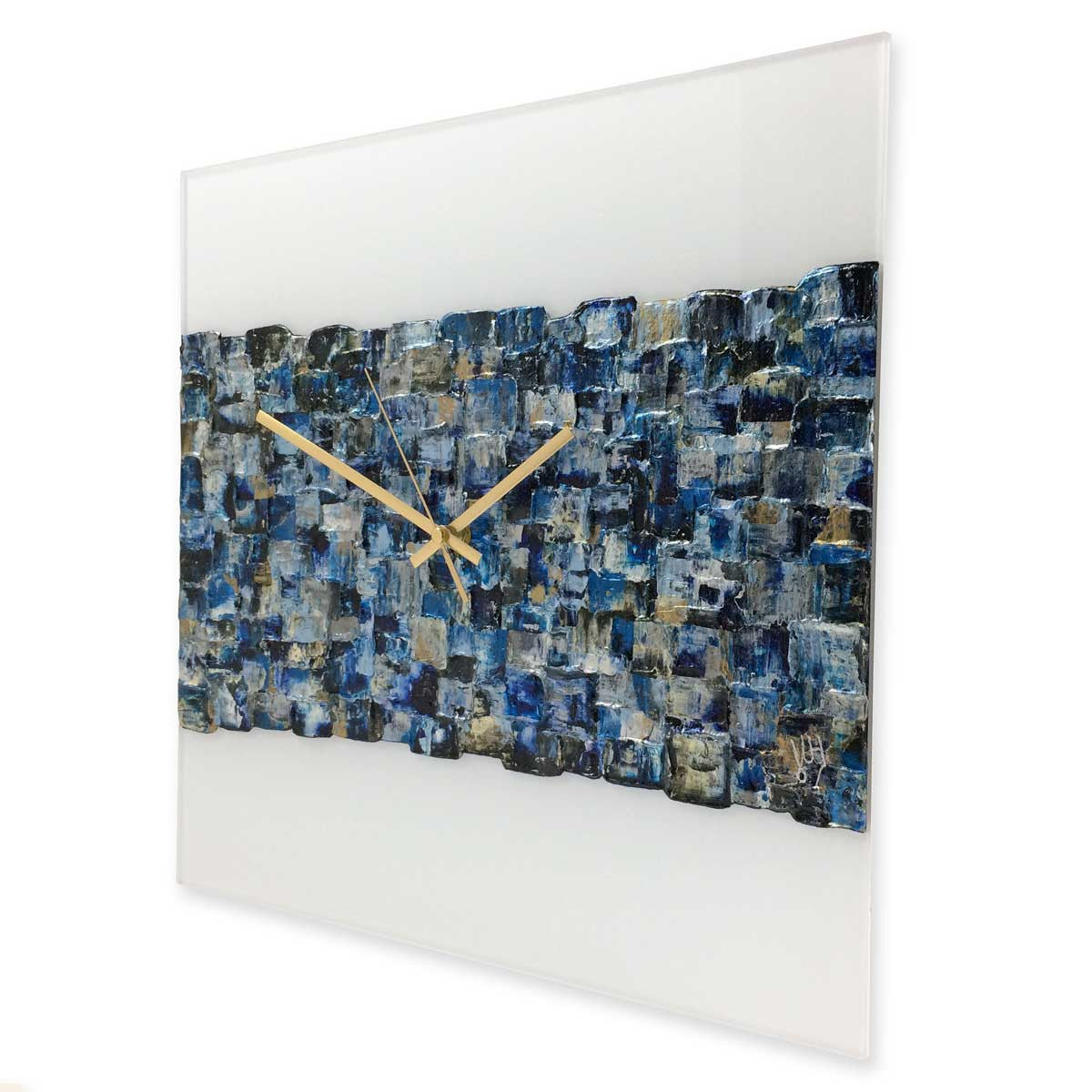Square 40cm abstract wall clock on white plexiglass - JLH40SQ1