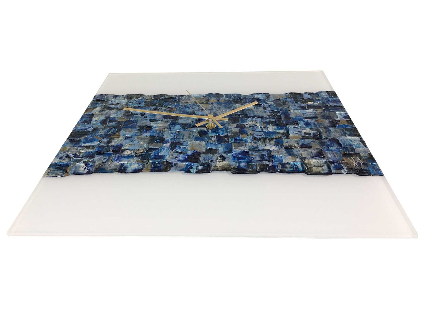 Square 40cm abstract wall clock on white plexiglass - JLH40SQ1