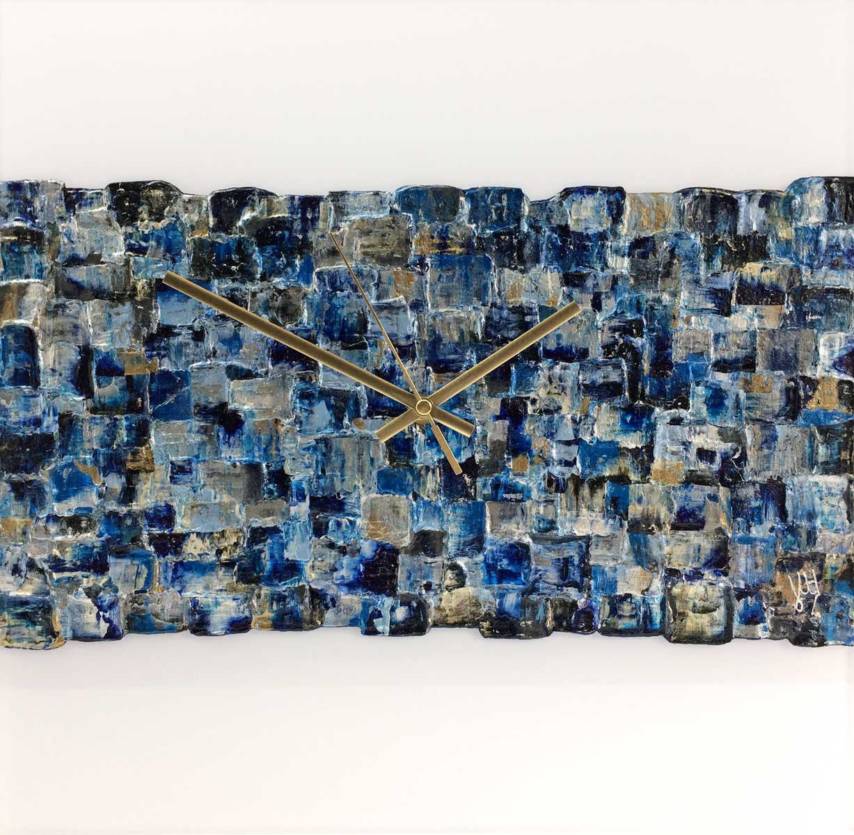 Square 40cm abstract wall clock on white plexiglass - JLH40SQ1