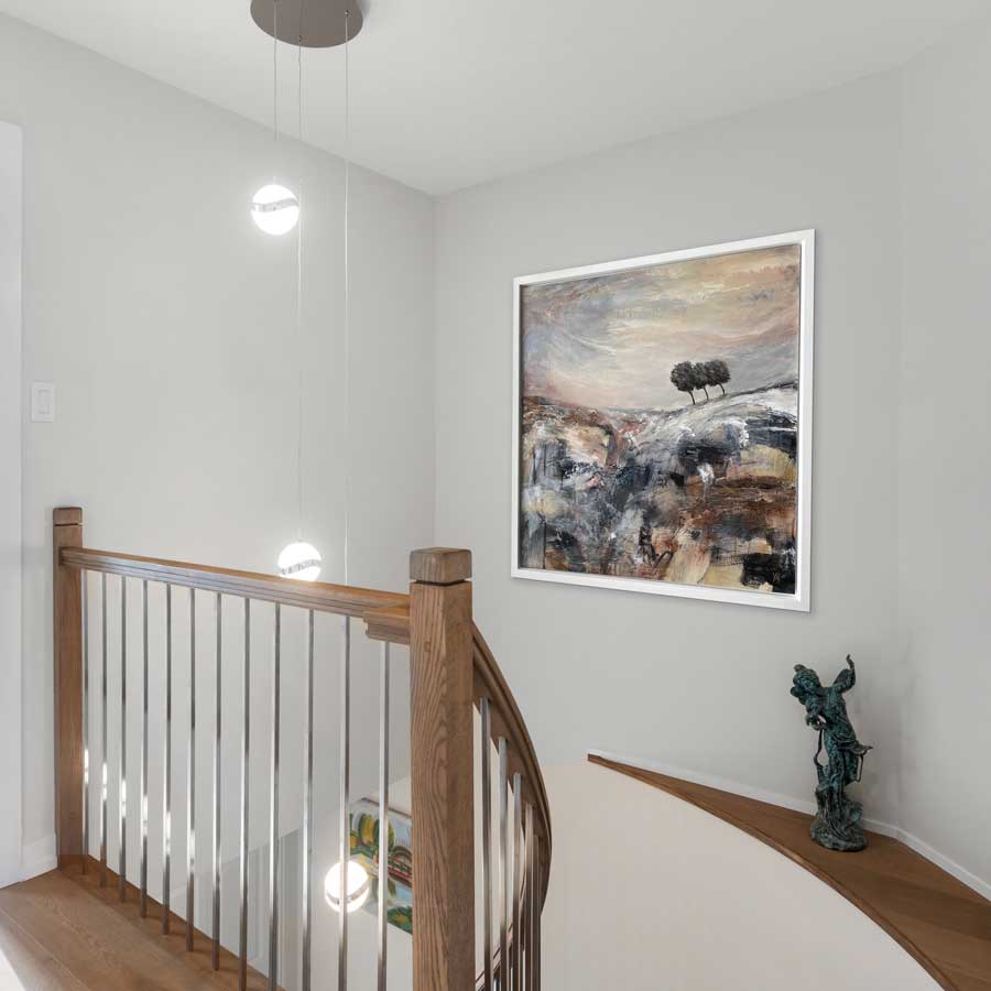 Art for homes & offices - original copper brown silver semi abstract landscape painting - Winter's Edge by Jayne Leighton Herd