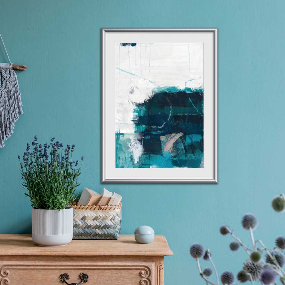 A Deep Breath wall art print by Jayne Leighton Herd. Turquoise green abstract landscape artwork. Beautiful art for homes & offices..