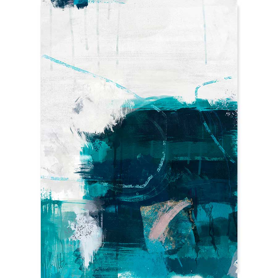 Contemporary turquoise green abstract landscape painting - A Deep Breath by Jayne Leighton Herd