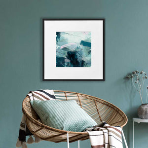 A Walk in the Alps square green abstract fine art print by Jayne Leighton Herd. Beautiful art for living rooms.