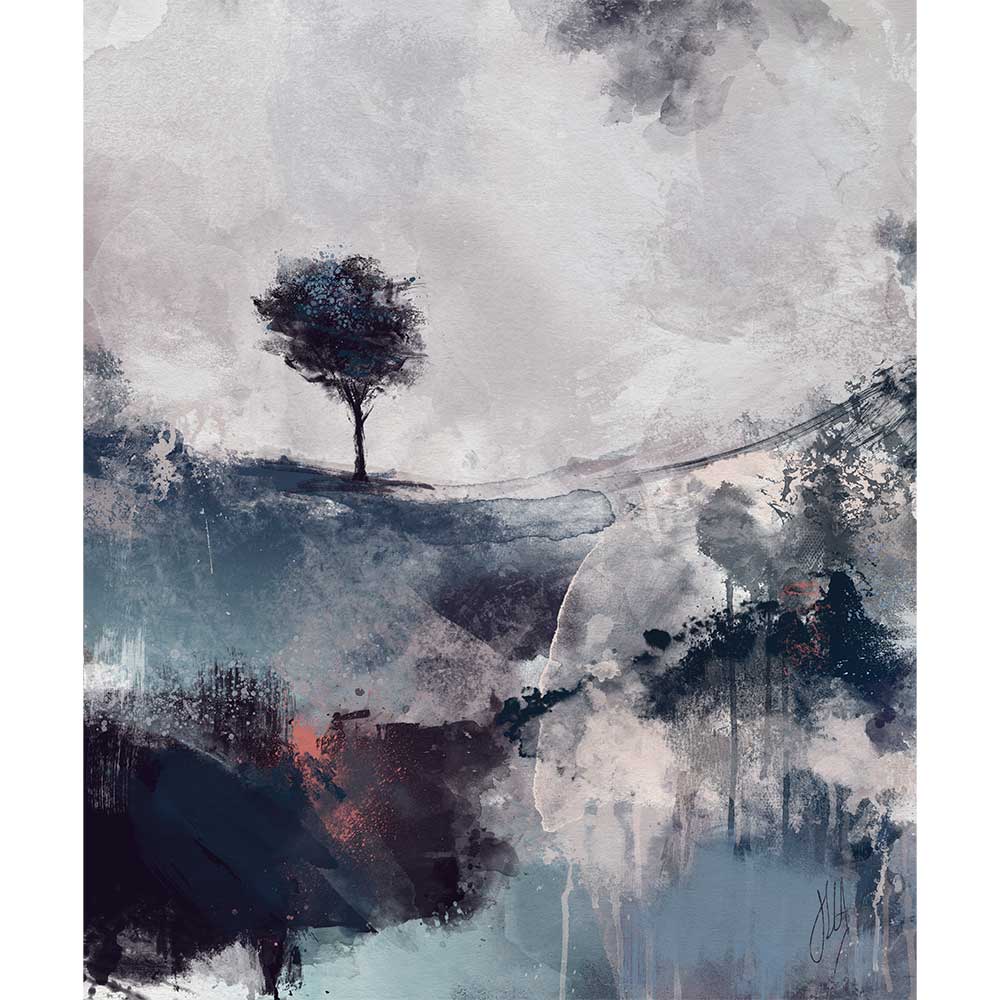 Blue semi-abstract landscape fine art print - Deep Resonance by Jayne Leighton Herd