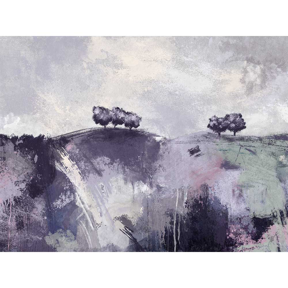 Purple & lavender semi-abstract landscape fine art print - Gather Round II by Jayne Leighton Herd