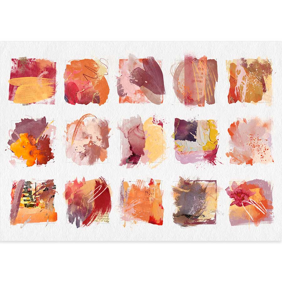 Little Squares of Autumn Warmth abstract art painting by Jayne Leighton Herd