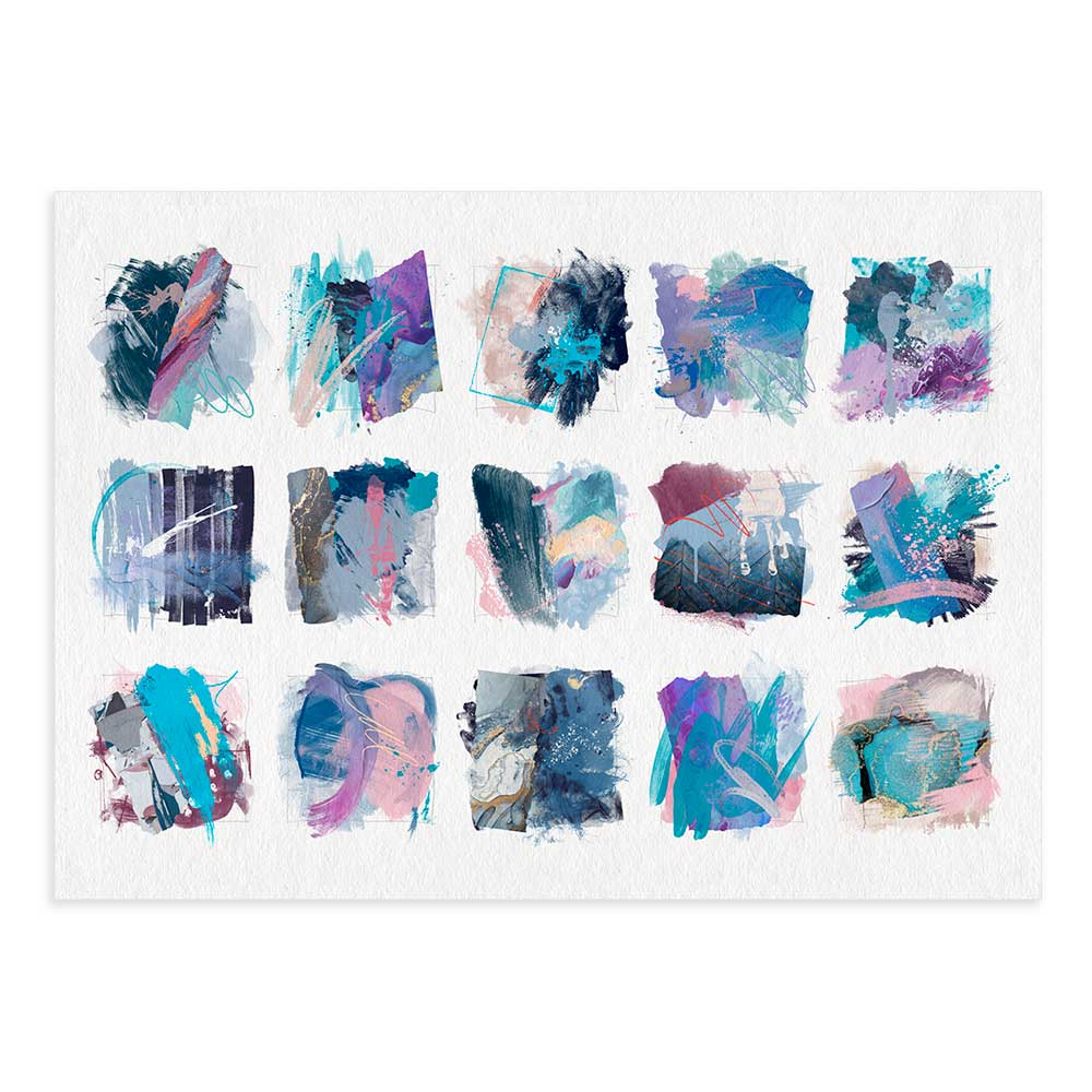 Little Squares of Blue Delight abstract fine art print by Jayne Leighton Herd