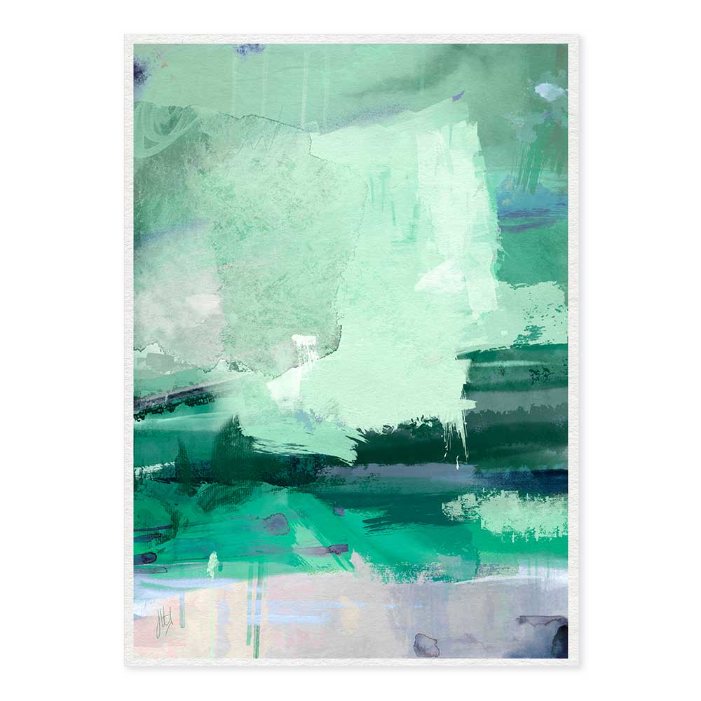 Contemporary green abstract landscape fine art print - Longing by Jayne Leighton Herd