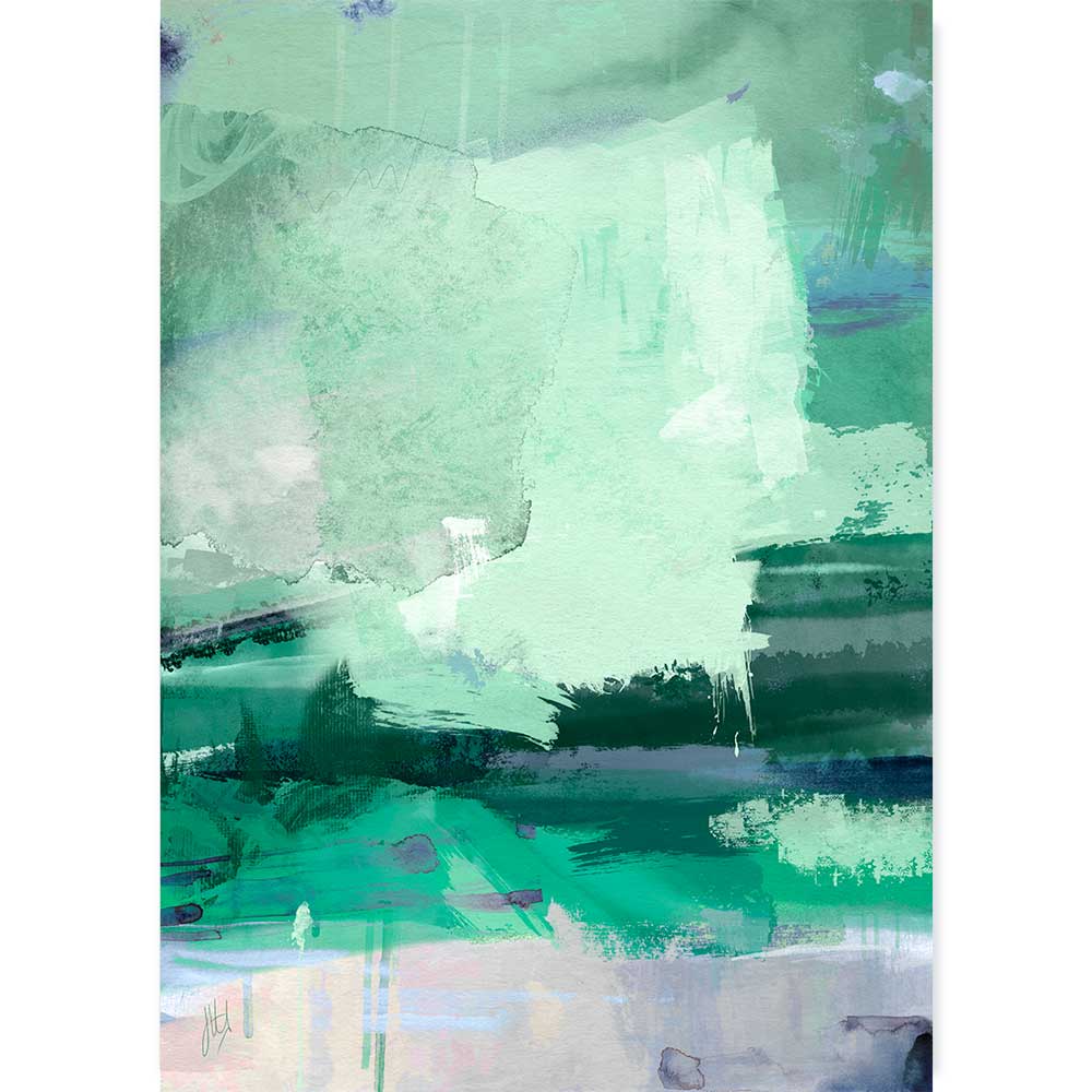 Contemporary green abstract landscape painting - Longing by Jayne Leighton Herd