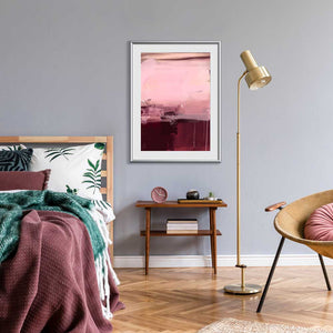 Deep red & pink abstract art - Morning Red fine art print by Jayne Leighton Herd. Artwork for bedrooms.