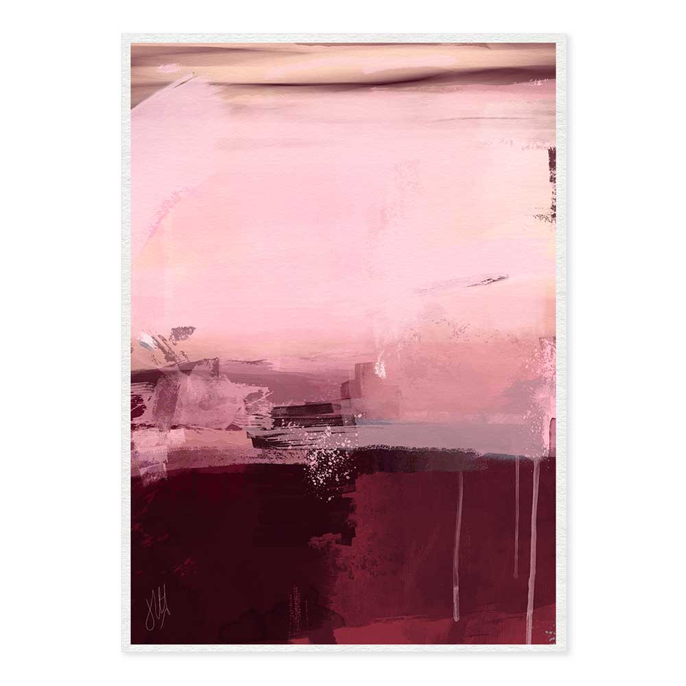 Deep red & pink abstract art - Morning Red fine art print by Jayne Leighton Herd