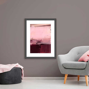 Deep red & pink abstract art - Morning Red fine art print by Jayne Leighton Herd.  Artwork for living rooms and offices.