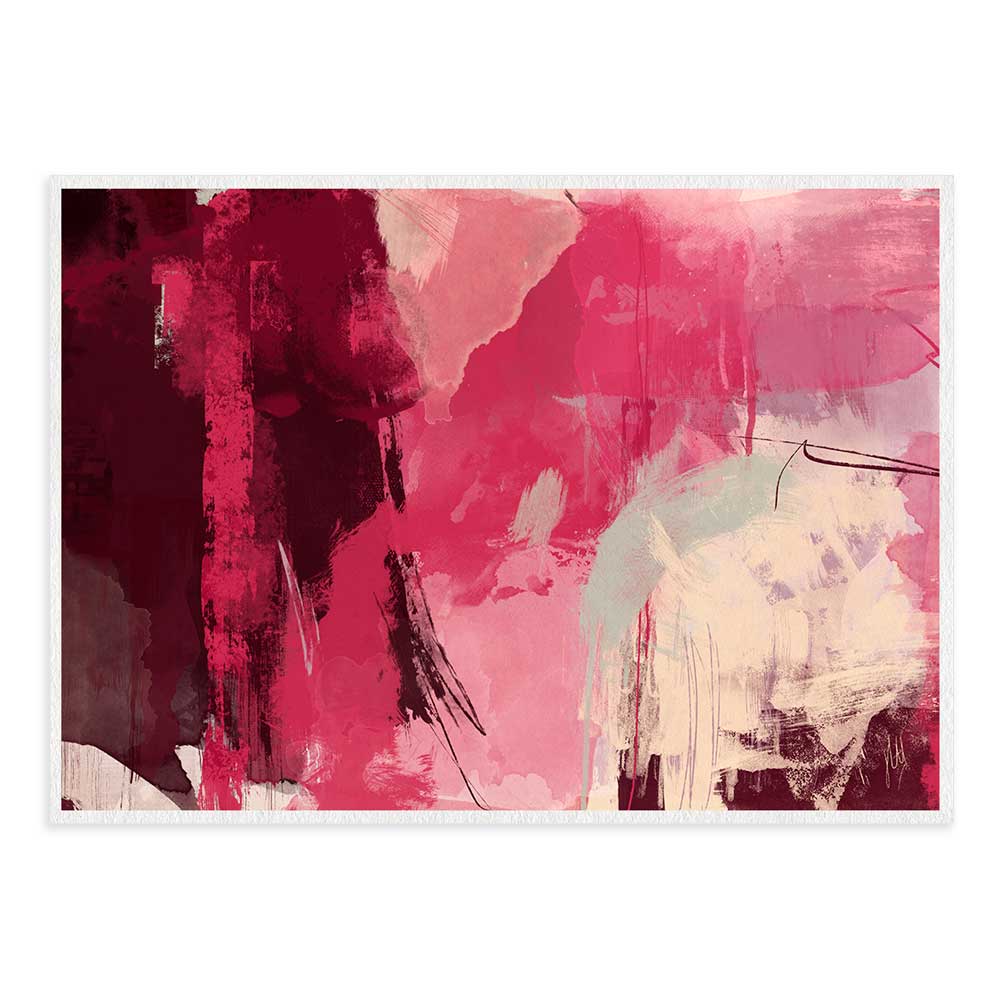 Contemporary red, burgundy & cream abstract fine art print - Red Alert by Jayne Leighton Herd