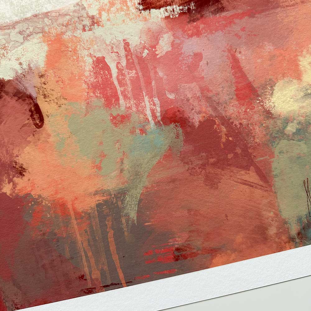 Spring Dance III - orange square semi-abstract landscape fine art print by Jayne Leighton Herd. 