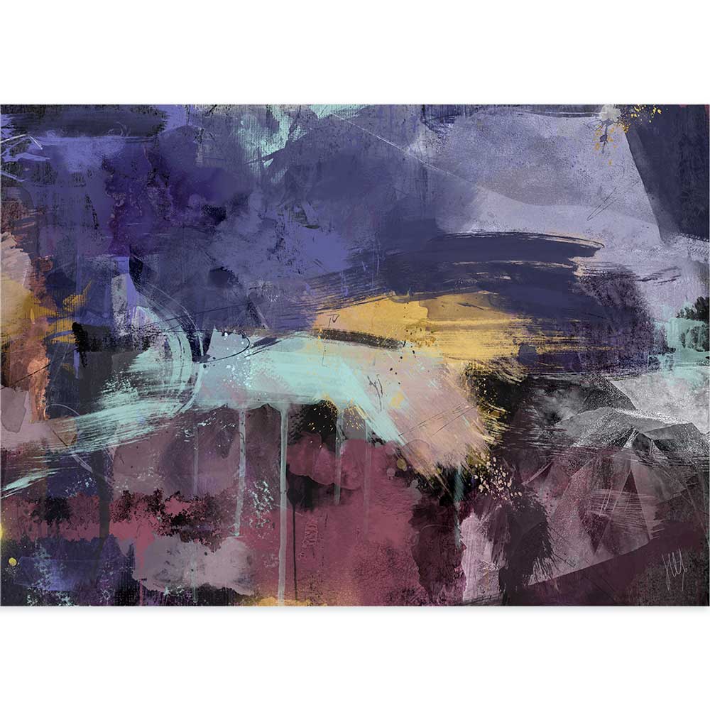 Bold purple and burgundy abstract landscape painting - The Climb by Jayne Leighton Herd