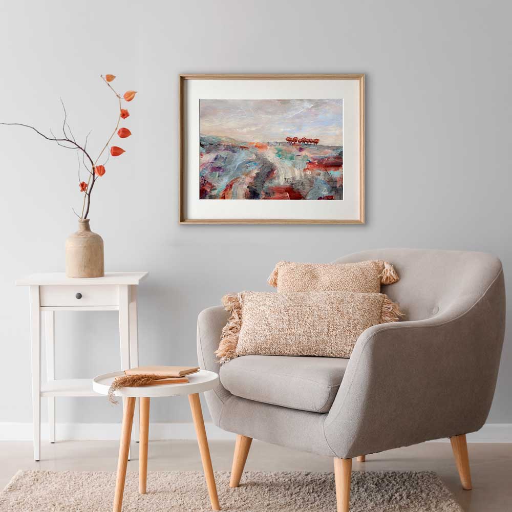 Original semi-abstract landscape painting - The Longing Land by Jayne Leighton Herd