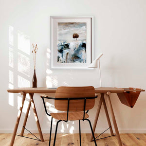 Art for homes & offices - copper silver brown abstract landscape painting - The Golden Hour Day by Jayne Leighton Herd