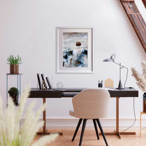 Art for homes & offices - copper silver brown abstract landscape painting - The Golden Hour Day by Jayne Leighton Herd