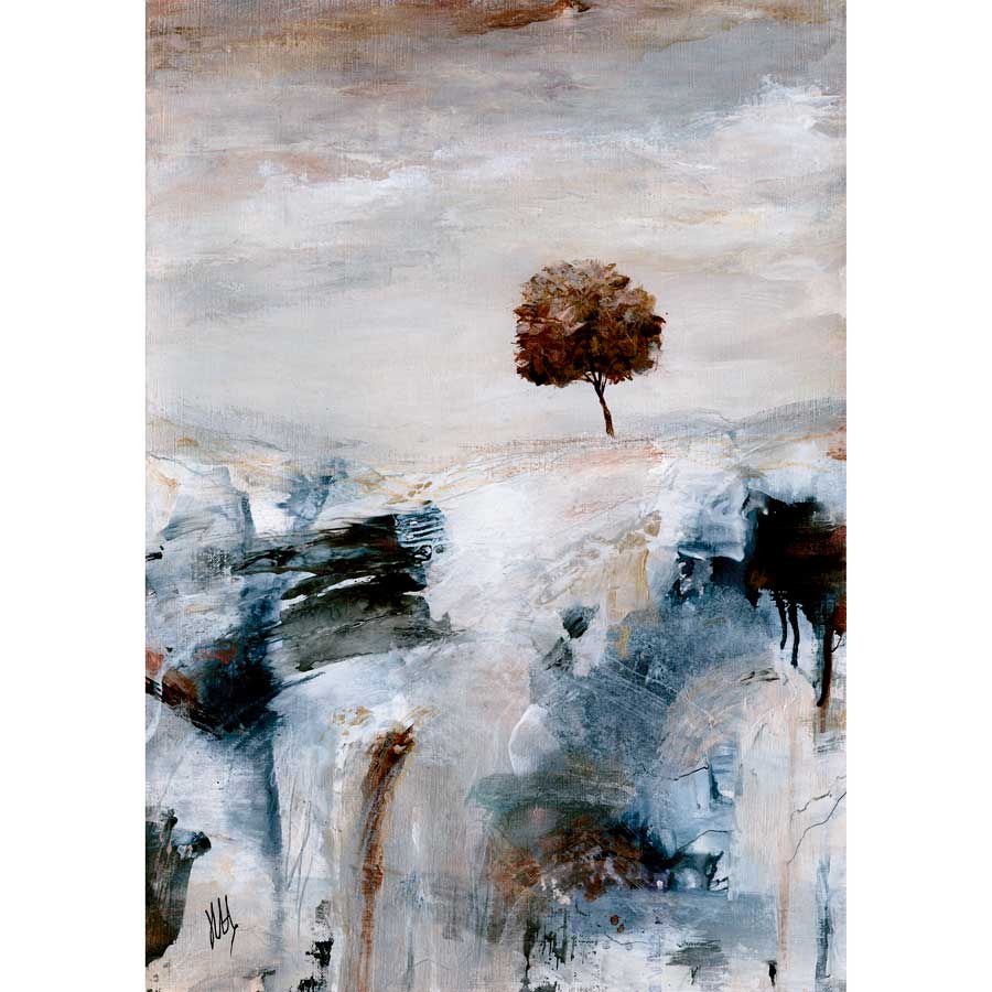 original copper silver brown abstract landscape painting - The Golden Hour by Jayne Leighton Herd
