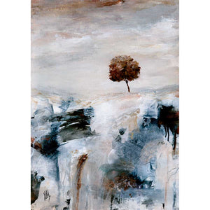 original copper silver brown abstract landscape painting - The Golden Hour by Jayne Leighton Herd