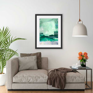 Longing fine art print by Jayne Leighton Herd. Green abstract landscape artwork. Ideal wall art for homes and offices.