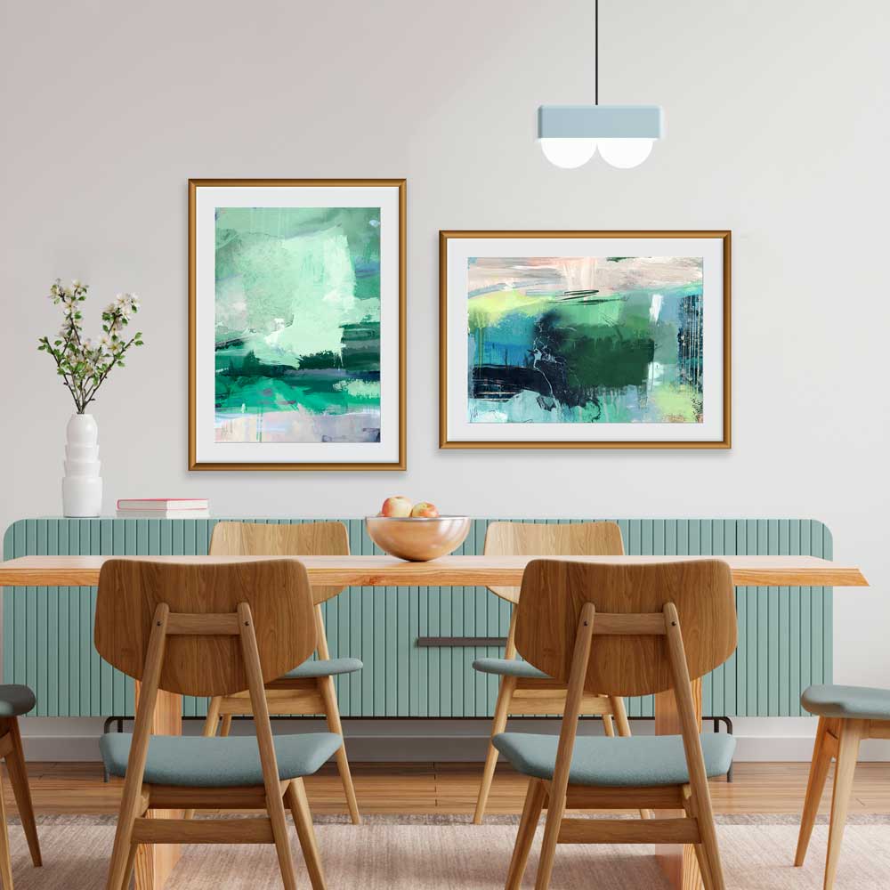 Longing fine art print by Jayne Leighton Herd. Green abstract landscape artwork. Ideal wall art for homes and offices.