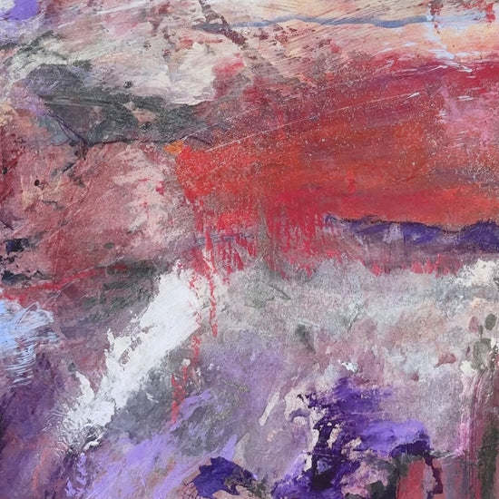 Video of close-up details on an original semi-abstract landscape painting on cradled wood panel - Light Beyond by Jayne Leighton Herd.